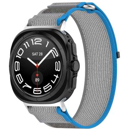 For Samsung Galaxy Watch Ultra 47mm Hook and Loop Fastener Loop Nylon Watch Band, Orange+Beige, Pink+Purple, Black+Gray, Yellow+Gray, Blue+Gray, Green+Grey, Dark Green