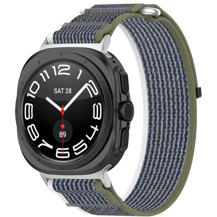 For Samsung Galaxy Watch Ultra 47mm Hook and Loop Fastener Loop Nylon Watch Band, Orange+Beige, Pink+Purple, Black+Gray, Yellow+Gray, Blue+Gray, Green+Grey, Dark Green