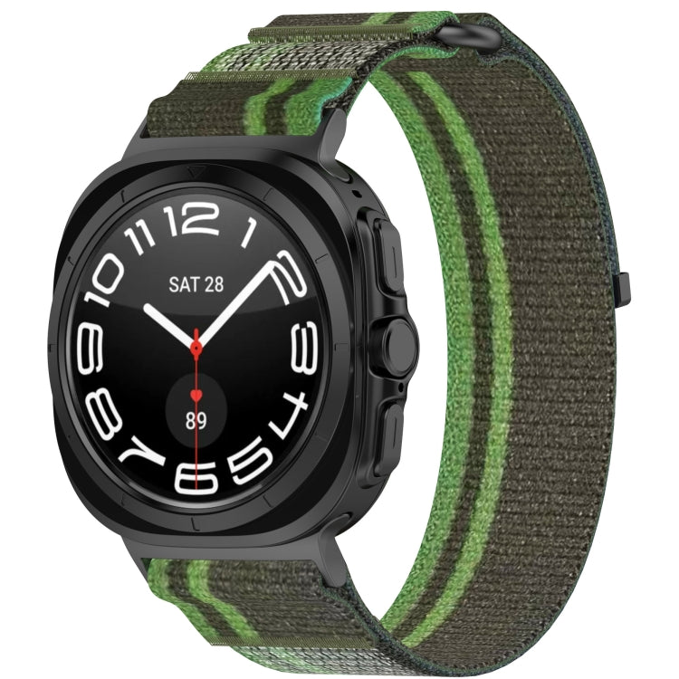 For Samsung Galaxy Watch Ultra 47mm Hook and Loop Fastener Loop Nylon Watch Band, Orange+Beige, Pink+Purple, Black+Gray, Yellow+Gray, Blue+Gray, Green+Grey, Dark Green