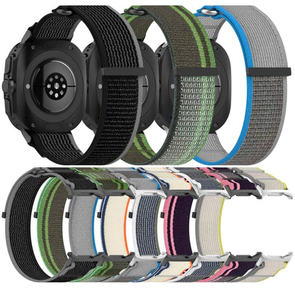 For Samsung Galaxy Watch Ultra 47mm Hook and Loop Fastener Loop Nylon Watch Band, Orange+Beige, Pink+Purple, Black+Gray, Yellow+Gray, Blue+Gray, Green+Grey, Dark Green