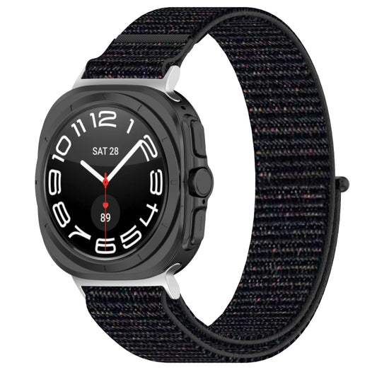For Samsung Galaxy Watch Ultra 47mm Loop Nylon Hook and Loop Fastener Watch Band, Black, Blue Ocean, Rainbow, Seashell Color, Sea Blue, Gray Blue, Khaki Yellow, Dark Blue, Lime