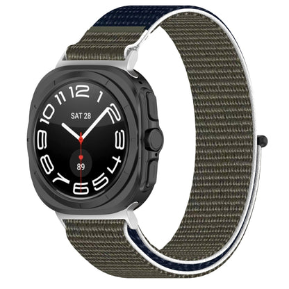 For Samsung Galaxy Watch Ultra 47mm Loop Nylon Hook and Loop Fastener Watch Band, Black, Blue Ocean, Rainbow, Seashell Color, Sea Blue, Gray Blue, Khaki Yellow, Dark Blue, Lime