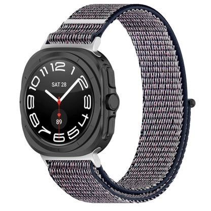 For Samsung Galaxy Watch Ultra 47mm Loop Nylon Hook and Loop Fastener Watch Band, Black, Blue Ocean, Rainbow, Seashell Color, Sea Blue, Gray Blue, Khaki Yellow, Dark Blue, Lime