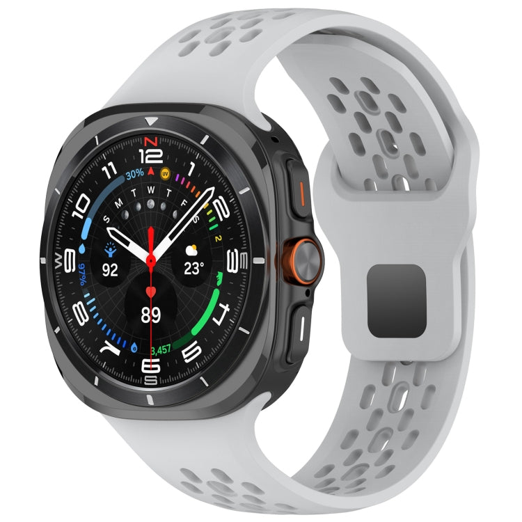 For Samsung Galaxy Watch Ultra 47mm Holes Style Square Buckle Solid Color Silicone Watch Band