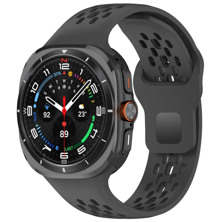 For Samsung Galaxy Watch Ultra 47mm Holes Style Square Buckle Solid Color Silicone Watch Band