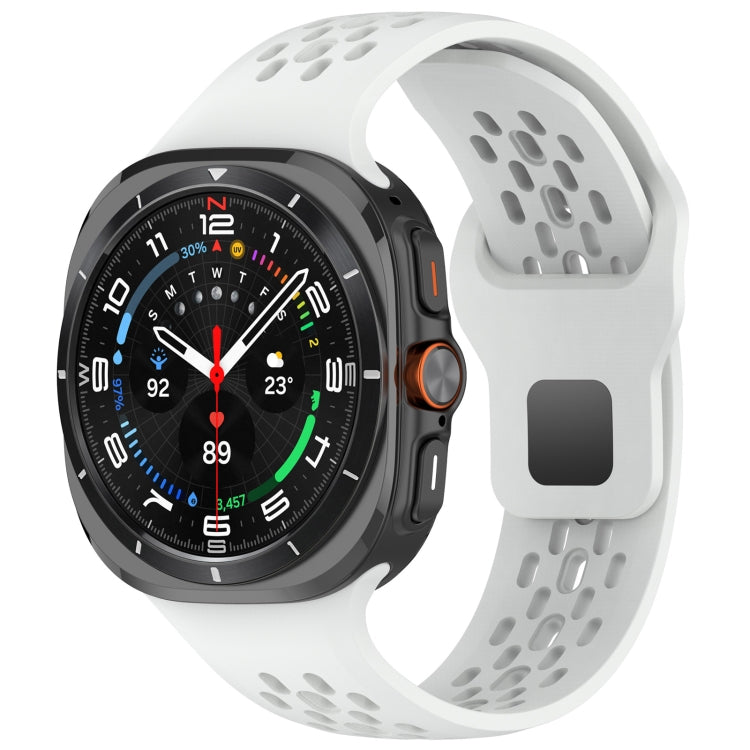 For Samsung Galaxy Watch Ultra 47mm Holes Style Square Buckle Solid Color Silicone Watch Band