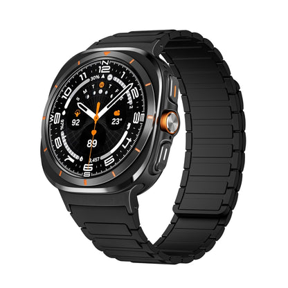 For Samsung Galaxy Watch Ultra 47mm Black Connector I-shaped Magnetic Silicone Watch Band