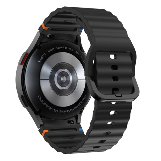Wave Pattern Stitched Silicone Watch Band, For Samsung Galaxy Watch 7 40 / 44mm, For Samsung Galaxy Watch 6 Classic, For Samsung Galaxy Watch 6 40 / 44mm, For Samsung Galaxy Watch 5 40 / 44mm