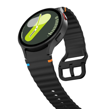 Wave Pattern Stitched Silicone Watch Band, For Samsung Galaxy Watch 7 40 / 44mm, For Samsung Galaxy Watch 6 Classic, For Samsung Galaxy Watch 6 40 / 44mm, For Samsung Galaxy Watch 5 40 / 44mm