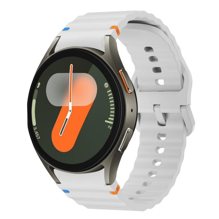 Wave Pattern Stitched Silicone Watch Band, For Samsung Galaxy Watch 7 40 / 44mm, For Samsung Galaxy Watch 6 Classic, For Samsung Galaxy Watch 6 40 / 44mm, For Samsung Galaxy Watch 5 40 / 44mm