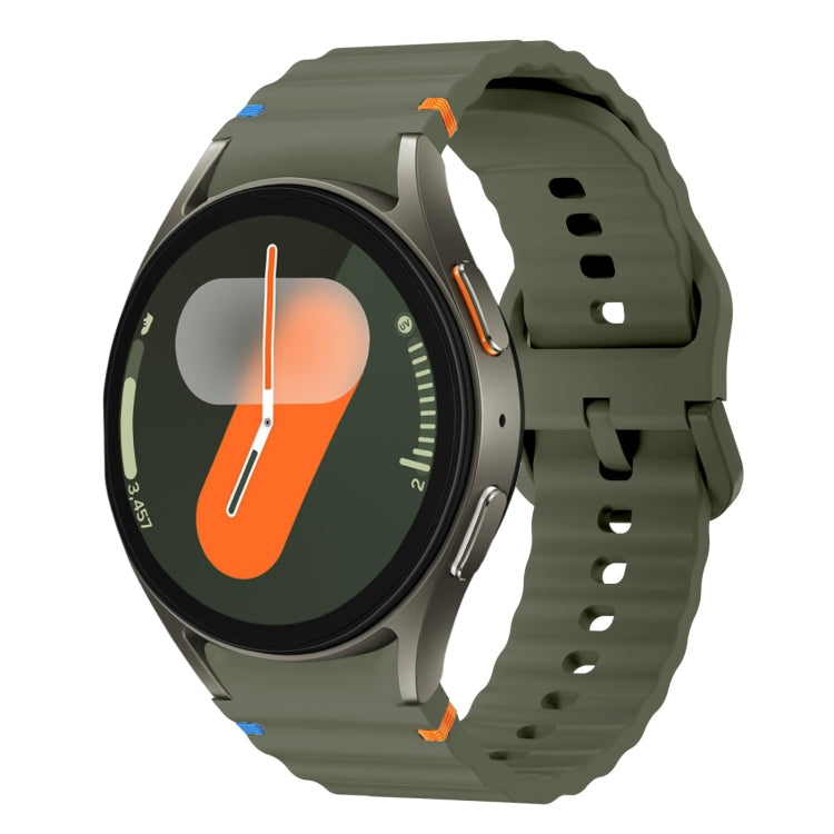 Wave Pattern Stitched Silicone Watch Band, For Samsung Galaxy Watch 7 40 / 44mm, For Samsung Galaxy Watch 6 Classic, For Samsung Galaxy Watch 6 40 / 44mm, For Samsung Galaxy Watch 5 40 / 44mm