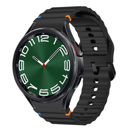 Wave Pattern Stitched Silicone Watch Band, For Samsung Galaxy Watch 7 40 / 44mm, For Samsung Galaxy Watch 6 Classic, For Samsung Galaxy Watch 6 40 / 44mm, For Samsung Galaxy Watch 5 40 / 44mm