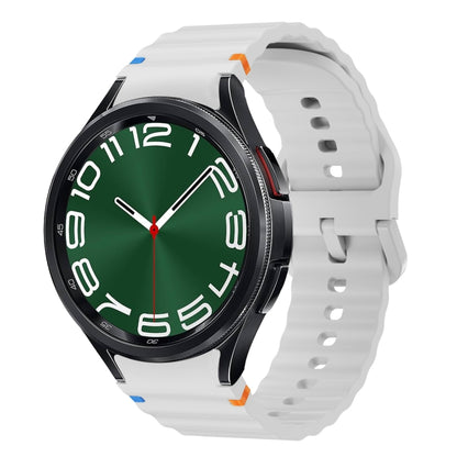 Wave Pattern Stitched Silicone Watch Band, For Samsung Galaxy Watch 7 40 / 44mm, For Samsung Galaxy Watch 6 Classic, For Samsung Galaxy Watch 6 40 / 44mm, For Samsung Galaxy Watch 5 40 / 44mm
