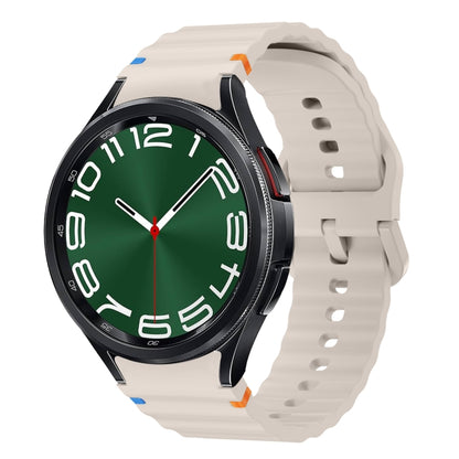 Wave Pattern Stitched Silicone Watch Band, For Samsung Galaxy Watch 7 40 / 44mm, For Samsung Galaxy Watch 6 Classic, For Samsung Galaxy Watch 6 40 / 44mm, For Samsung Galaxy Watch 5 40 / 44mm