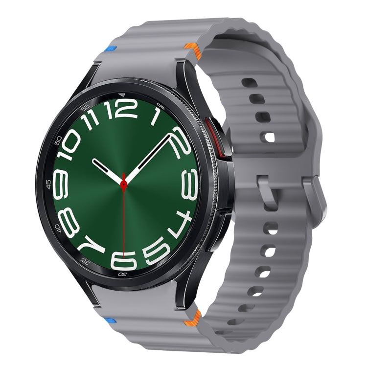 Wave Pattern Stitched Silicone Watch Band, For Samsung Galaxy Watch 7 40 / 44mm, For Samsung Galaxy Watch 6 Classic, For Samsung Galaxy Watch 6 40 / 44mm, For Samsung Galaxy Watch 5 40 / 44mm