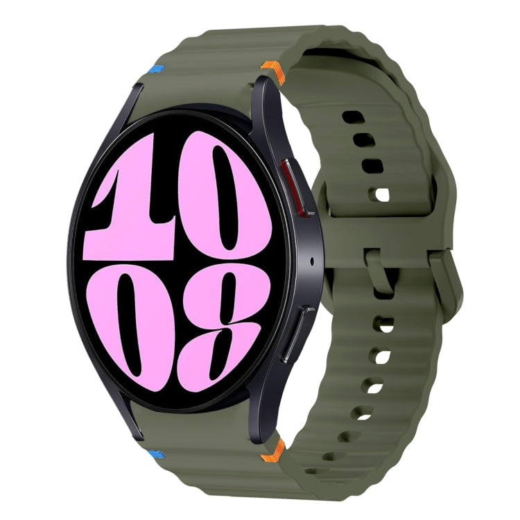 Wave Pattern Stitched Silicone Watch Band, For Samsung Galaxy Watch 7 40 / 44mm, For Samsung Galaxy Watch 6 Classic, For Samsung Galaxy Watch 6 40 / 44mm, For Samsung Galaxy Watch 5 40 / 44mm