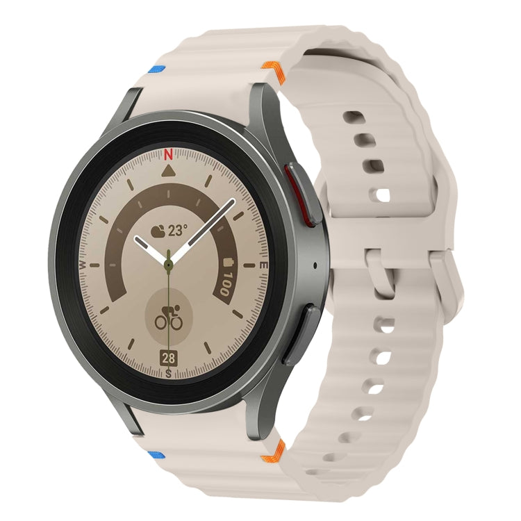Wave Pattern Stitched Silicone Watch Band, For Samsung Galaxy Watch 5 Pro, For Samsung Galaxy Watch 4 40 / 44mm, For Samsung Galaxy Watch 4 Classic 42 / 46mm, For Samsung Galaxy Watch3 41mm