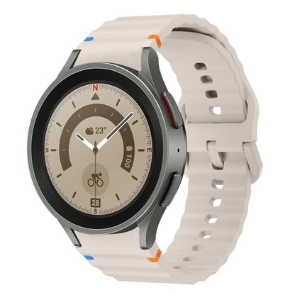 Wave Pattern Stitched Silicone Watch Band, For Samsung Galaxy Watch 5 Pro, For Samsung Galaxy Watch 4 40 / 44mm, For Samsung Galaxy Watch 4 Classic 42 / 46mm, For Samsung Galaxy Watch3 41mm