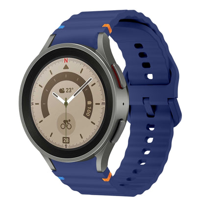 Wave Pattern Stitched Silicone Watch Band, For Samsung Galaxy Watch 5 Pro, For Samsung Galaxy Watch 4 40 / 44mm, For Samsung Galaxy Watch 4 Classic 42 / 46mm, For Samsung Galaxy Watch3 41mm