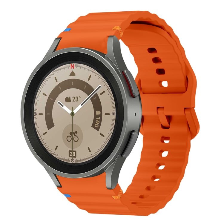 Wave Pattern Stitched Silicone Watch Band, For Samsung Galaxy Watch 5 Pro, For Samsung Galaxy Watch 4 40 / 44mm, For Samsung Galaxy Watch 4 Classic 42 / 46mm, For Samsung Galaxy Watch3 41mm