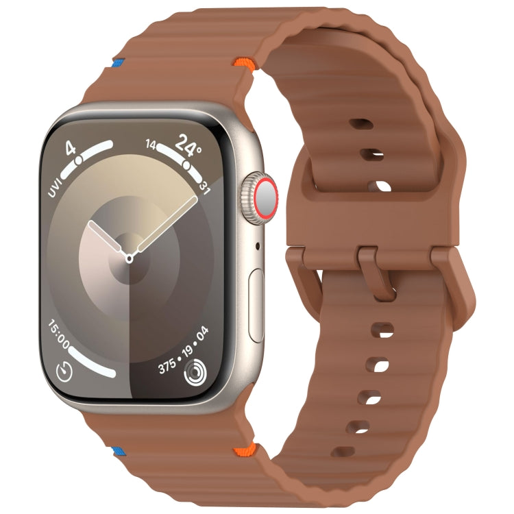 Wavy Grain Stitched Silicone Watch Band, For Apple Watch SE 2023 44mm, For Apple Watch SE 2023 40mm, For Apple Watch Ultra 2 49mm, For Apple Watch Series 9 45mm