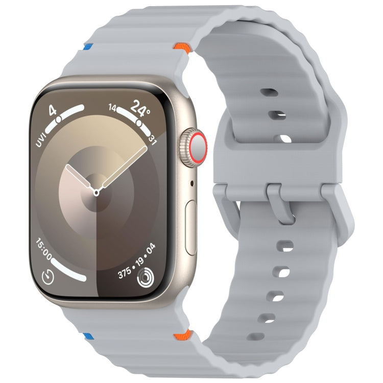 Wavy Grain Stitched Silicone Watch Band, For Apple Watch SE 2023 44mm, For Apple Watch SE 2023 40mm, For Apple Watch Ultra 2 49mm, For Apple Watch Series 9 45mm
