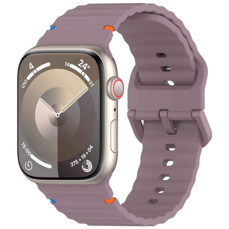 Wavy Grain Stitched Silicone Watch Band, For Apple Watch SE 2023 44mm, For Apple Watch SE 2023 40mm, For Apple Watch Ultra 2 49mm, For Apple Watch Series 9 45mm
