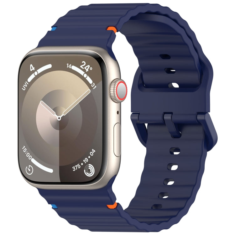 Wavy Grain Stitched Silicone Watch Band, For Apple Watch Series 9 41mm, For Apple Watch Ultra 49mm, For Apple Watch Series 8 41mm, For Apple Watch Series 8 45mm
