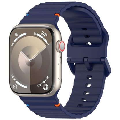 Wavy Grain Stitched Silicone Watch Band, For Apple Watch SE 2022 40mm, For Apple Watch SE 2022 44mm, For Apple Watch Series 7 41mm, For Apple Watch Series 7 45mm
