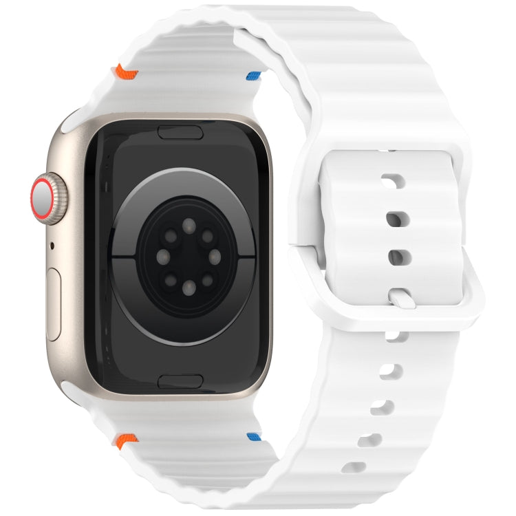 Wavy Grain Stitched Silicone Watch Band, For Apple Watch Series 6 40mm, For Apple Watch Series 6 44mm, For Apple Watch Series 5 44mm, For Apple Watch Series 5 40mm