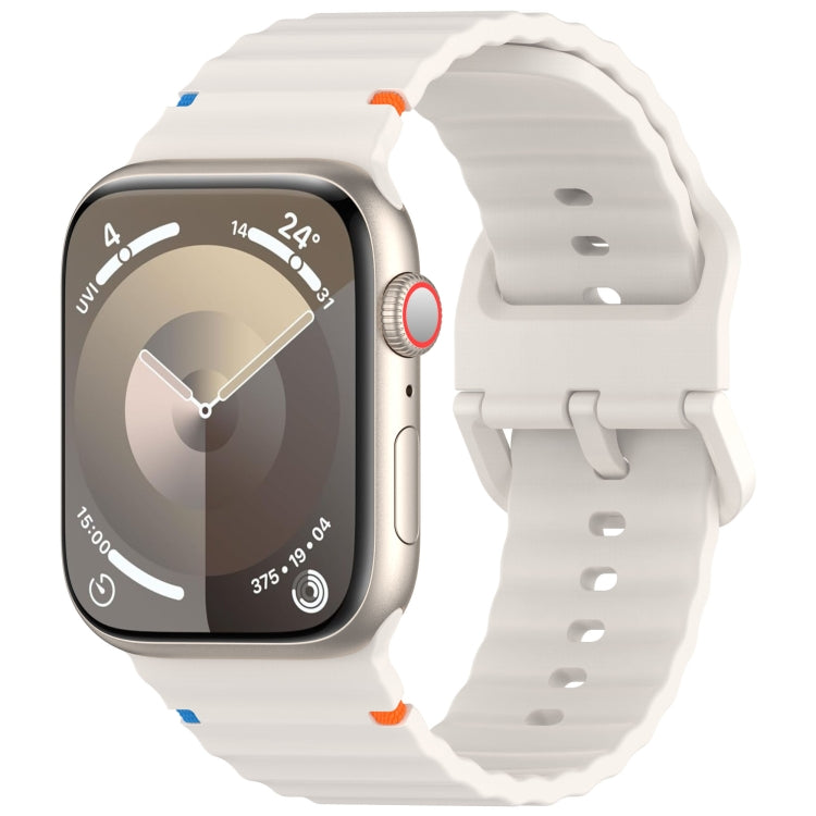Wavy Grain Stitched Silicone Watch Band, For Apple Watch Series 4 44mm, For Apple Watch Series 4 40mm, For Apple Watch Series 3 38mm, For Apple Watch Series 3 42mm