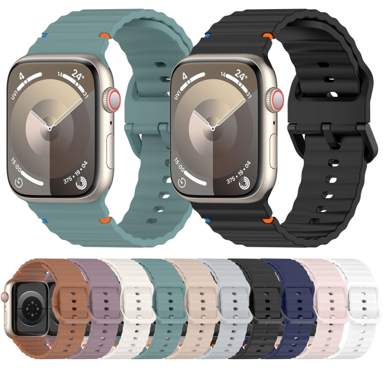 Wavy Grain Stitched Silicone Watch Band, For Apple Watch Series 6 40mm, For Apple Watch Series 6 44mm, For Apple Watch Series 5 44mm, For Apple Watch Series 5 40mm