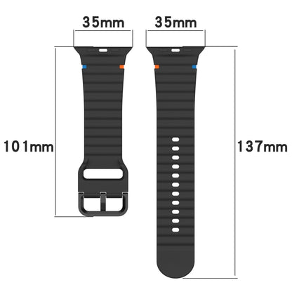 Wavy Grain Stitched Silicone Watch Band, For Apple Watch Series 4 44mm, For Apple Watch Series 4 40mm, For Apple Watch Series 3 38mm, For Apple Watch Series 3 42mm