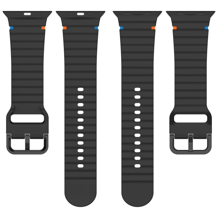 Wavy Grain Stitched Silicone Watch Band, For Apple Watch SE 2023 44mm, For Apple Watch SE 2023 40mm, For Apple Watch Ultra 2 49mm, For Apple Watch Series 9 45mm