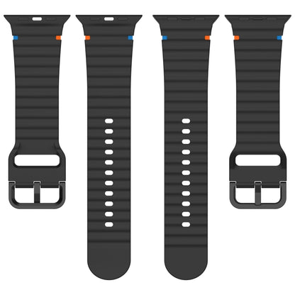 Wavy Grain Stitched Silicone Watch Band, For Apple Watch Series 4 44mm, For Apple Watch Series 4 40mm, For Apple Watch Series 3 38mm, For Apple Watch Series 3 42mm