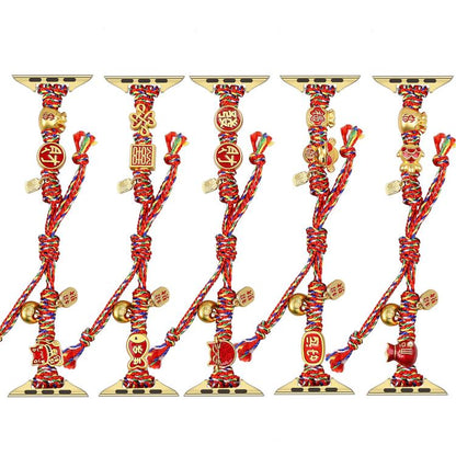 New Year Beaded Rope Braided Watch Band, For Apple Watch 46mm / 49mm / 45mm / 44mm, For Apple Watch 42mm / 41mm / 40mm / 38mm