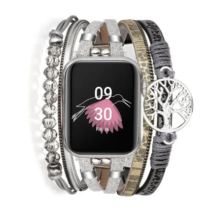 Tree of Life Pendant Metal Genuine Leather Watch Band, For Apple Watch 46mm / 49mm / 45mm / 44mm, For Apple Watch 42mm / 41mm / 40mm / 38mm