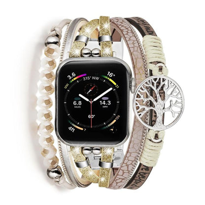 Tree of Life Pendant Metal Genuine Leather Watch Band, For Apple Watch 46mm / 49mm / 45mm / 44mm, For Apple Watch 42mm / 41mm / 40mm / 38mm