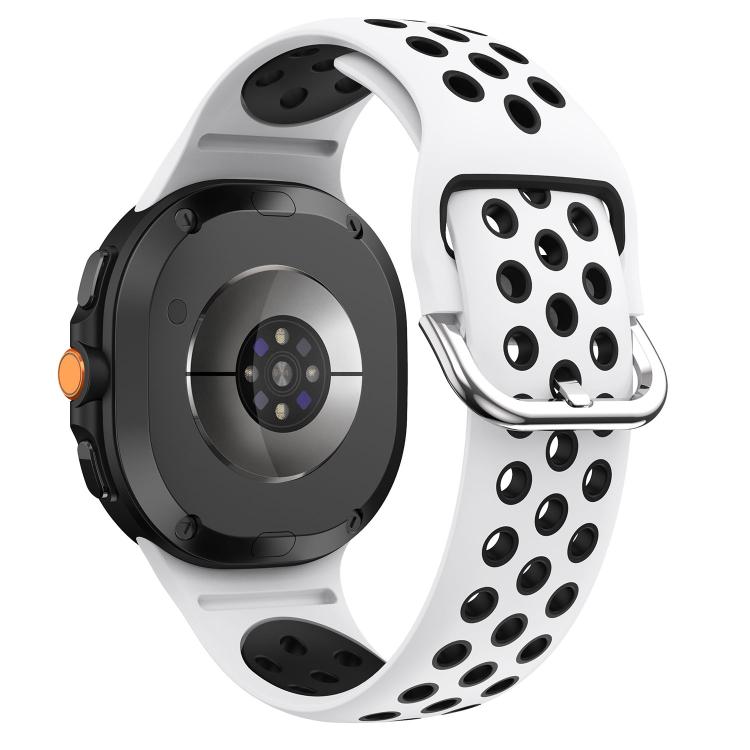 Round Holes Silver Buckle Two Color Silicone Watch Band, For Samsung Galaxy Watch8 / Watch8 Classic
