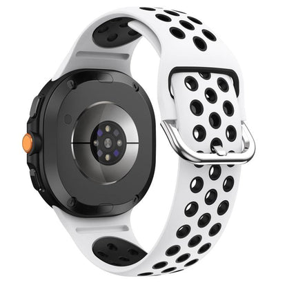 Round Holes Silver Buckle Two Color Silicone Watch Band, For Samsung Galaxy Watch8 / Watch8 Classic