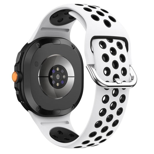 Round Holes Silver Buckle Two Color Silicone Watch Band, For Samsung Galaxy Watch8 / Watch8 Classic