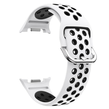 Round Holes Silver Buckle Two Color Silicone Watch Band, For Samsung Galaxy Watch8 / Watch8 Classic