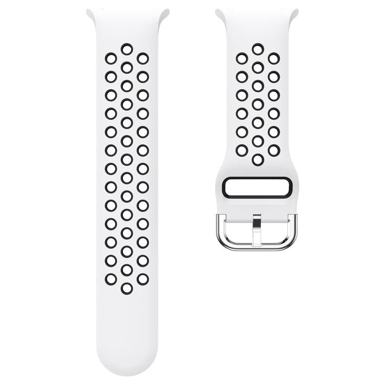 Round Holes Silver Buckle Two Color Silicone Watch Band, For Samsung Galaxy Watch8 / Watch8 Classic