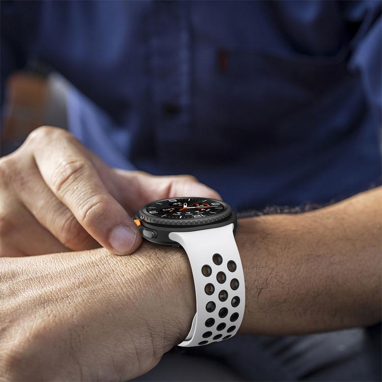 Round Holes Silver Buckle Two Color Silicone Watch Band, For Samsung Galaxy Watch8 / Watch8 Classic