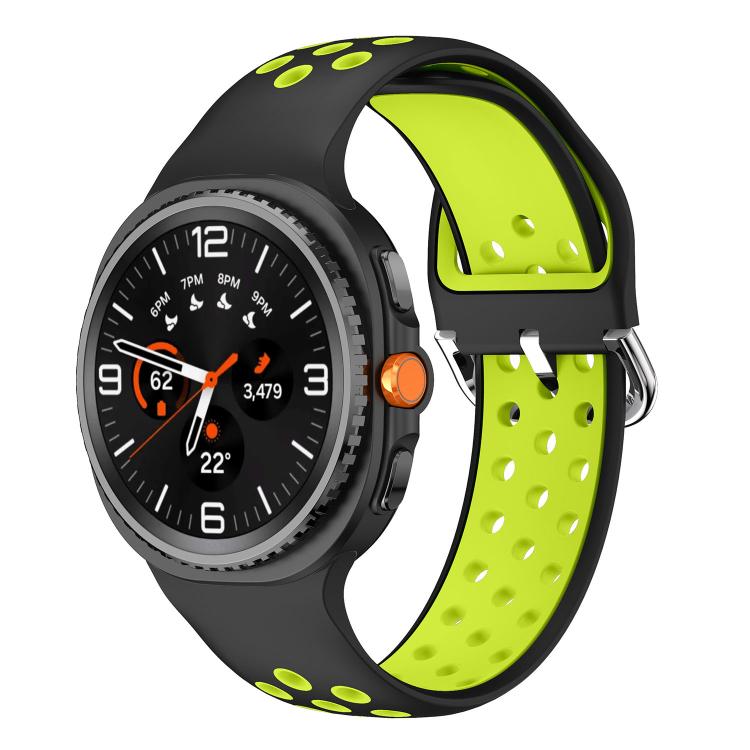 Round Holes Silver Buckle Two Color Silicone Watch Band, For Samsung Galaxy Watch8 / Watch8 Classic