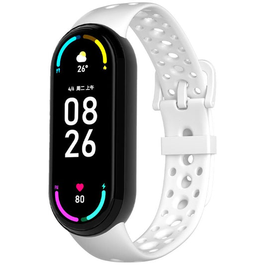 Matching Color Pin Buckle Round Holes Silicone Watch Band, For Xiaomi Smart Band 10 / 9 / 8