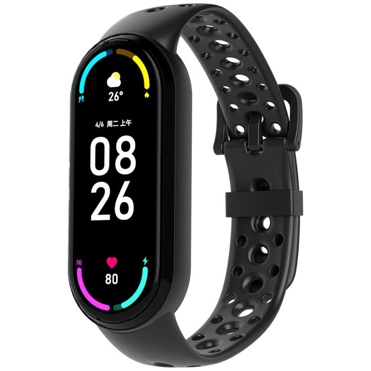 Matching Color Pin Buckle Round Holes Silicone Watch Band, For Xiaomi Smart Band 10 / 9 / 8