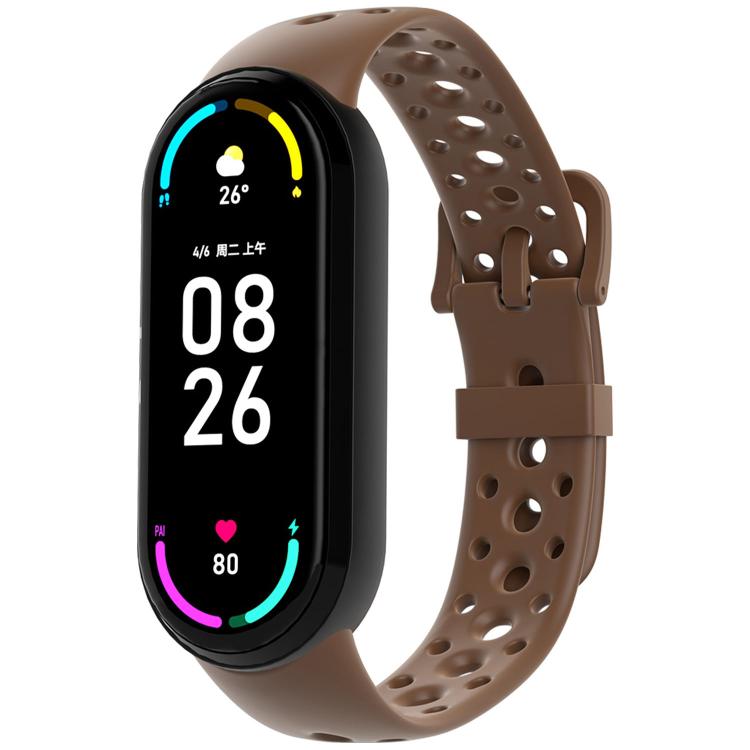 Matching Color Pin Buckle Round Holes Silicone Watch Band, For Xiaomi Smart Band 10 / 9 / 8