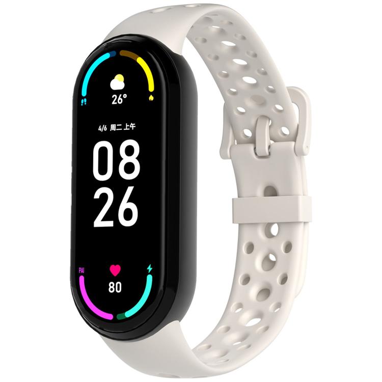 Matching Color Pin Buckle Round Holes Silicone Watch Band, For Xiaomi Smart Band 10 / 9 / 8