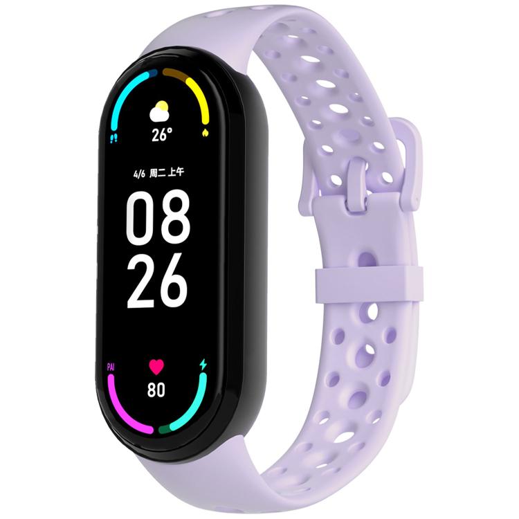 Matching Color Pin Buckle Round Holes Silicone Watch Band, For Xiaomi Smart Band 10 / 9 / 8